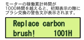 LCDディスプレイによる200時間ごとの「交換」のアラート表示